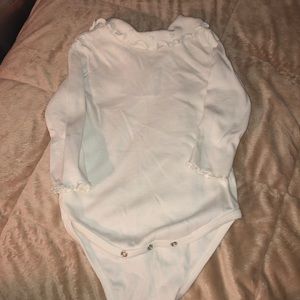 Talbots 18 M cream turtleneck onsie with ruffle at neck